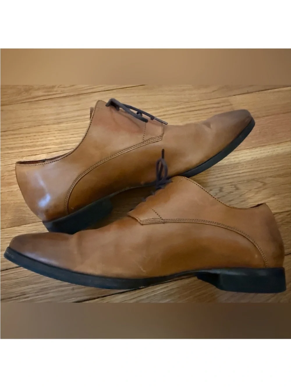 Wolf & Shepherd Men's Classic Tan Brown Leather Derby Lace-Up Shoes Sz 9.5